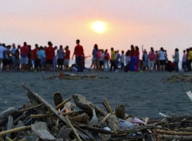 The atmosphere of the sunset is setting a closing tone for the event